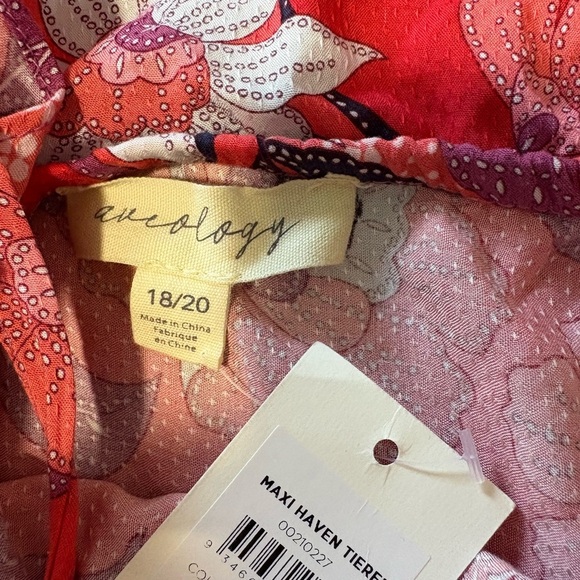 NWT Aveology Pink Floral Print Maxi Haven Tiered Dress Women's Plus Size 18/20 - Picture 9 of 13